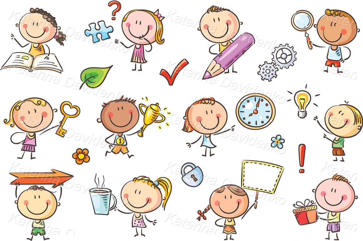 Kids with Symbols. SVG PDF PNG clipart