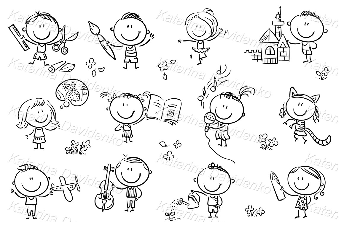 Children clipart. PDF PNG SVG files