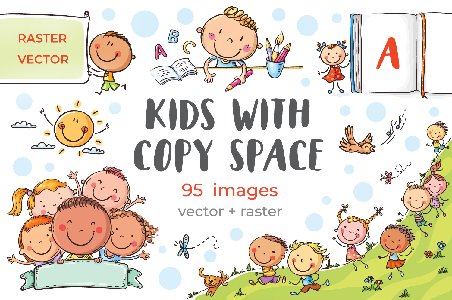 Kids with copy space, frame, border, banner