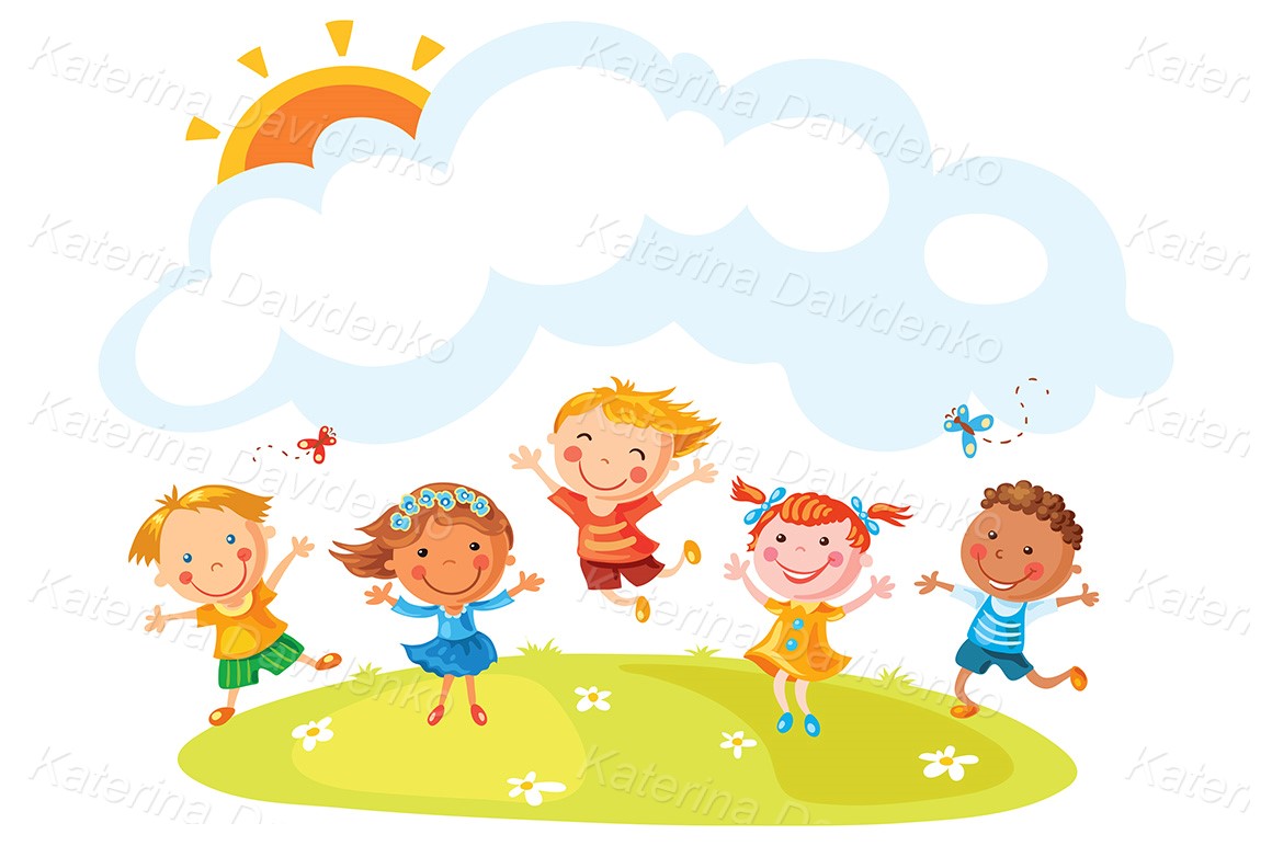 Kids jumping with joy, download clipart