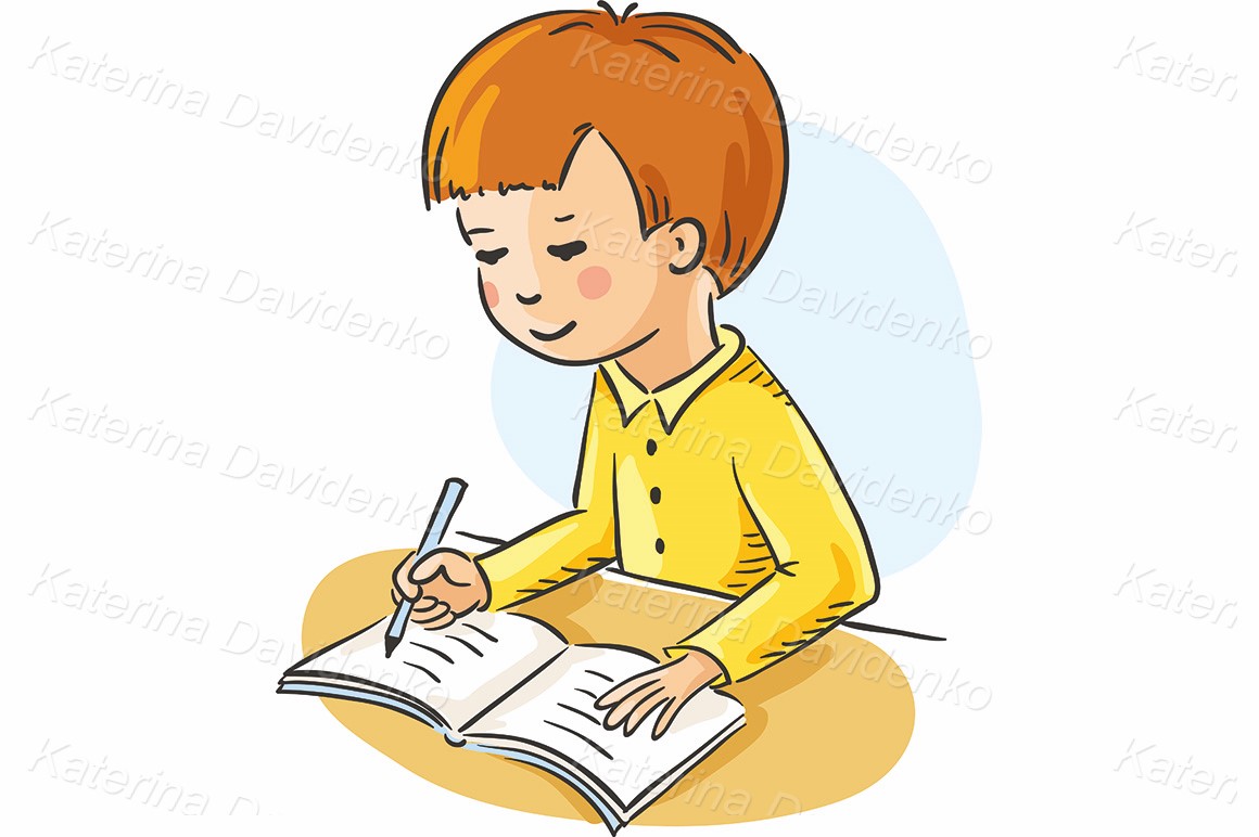 Schoolboy making his homework