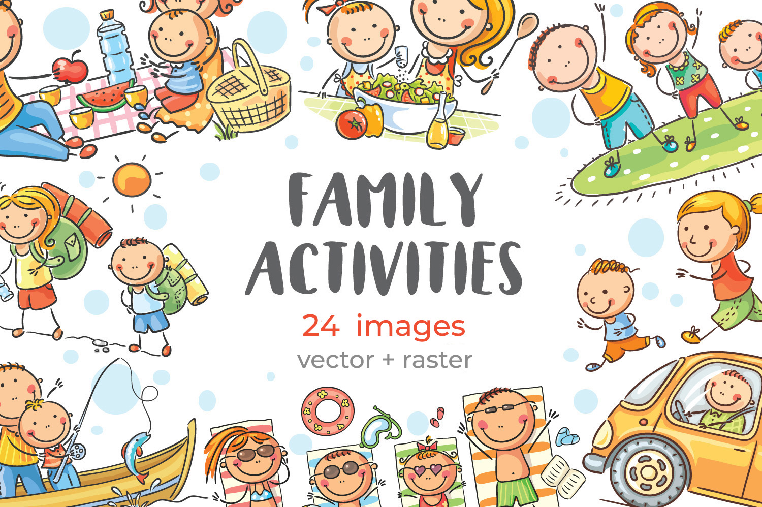 Family Activities. Vector clipart bundle