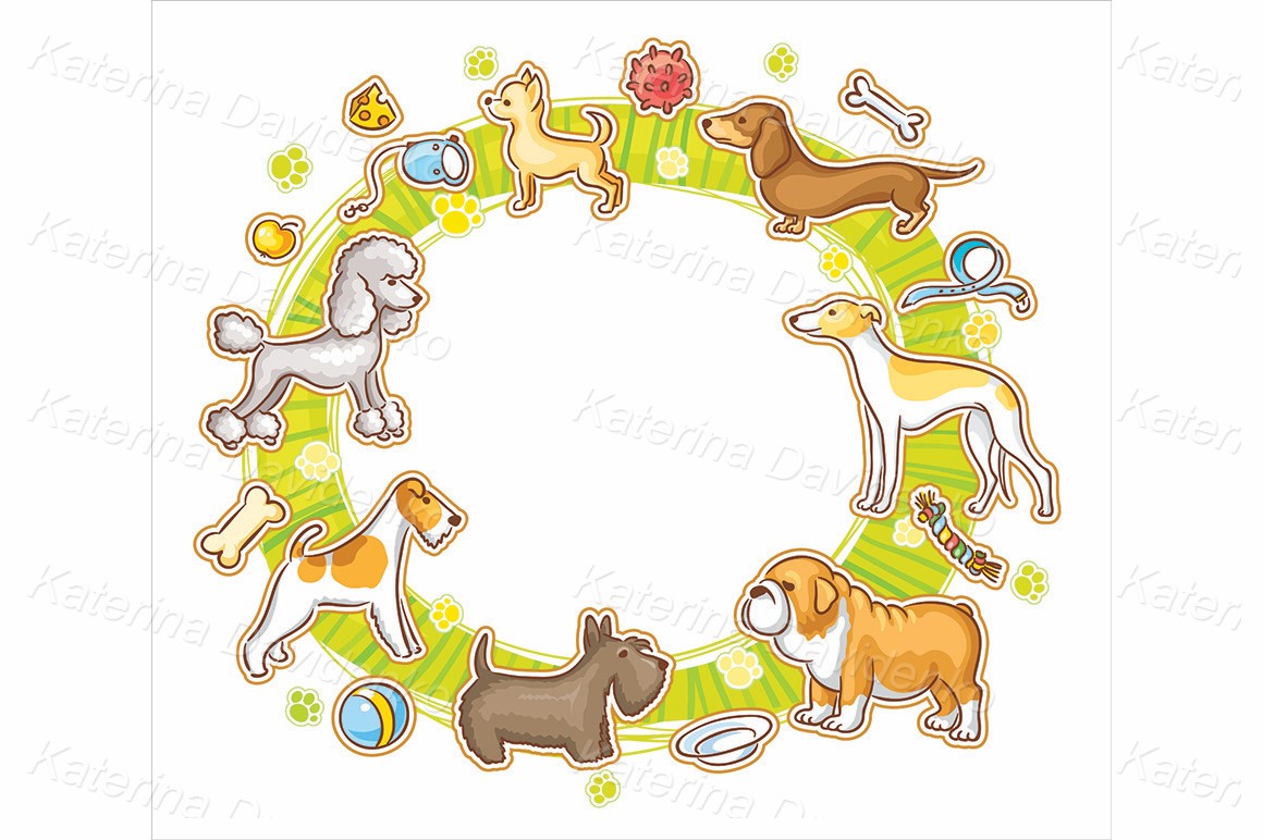Frame with cartoon dogs clipart