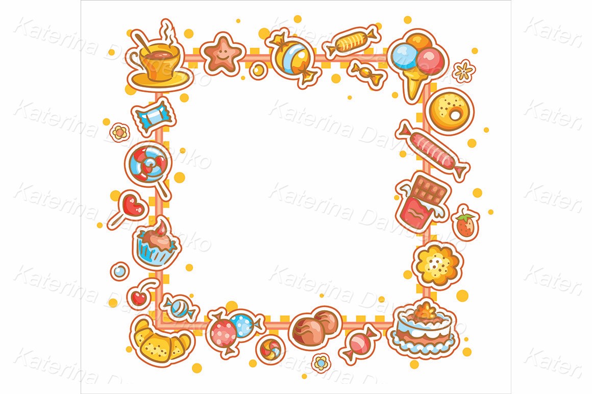Frame with different sweets