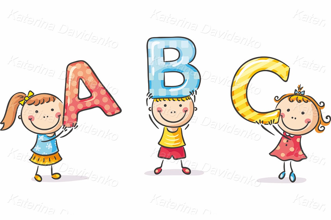 Kids holding ABC letters