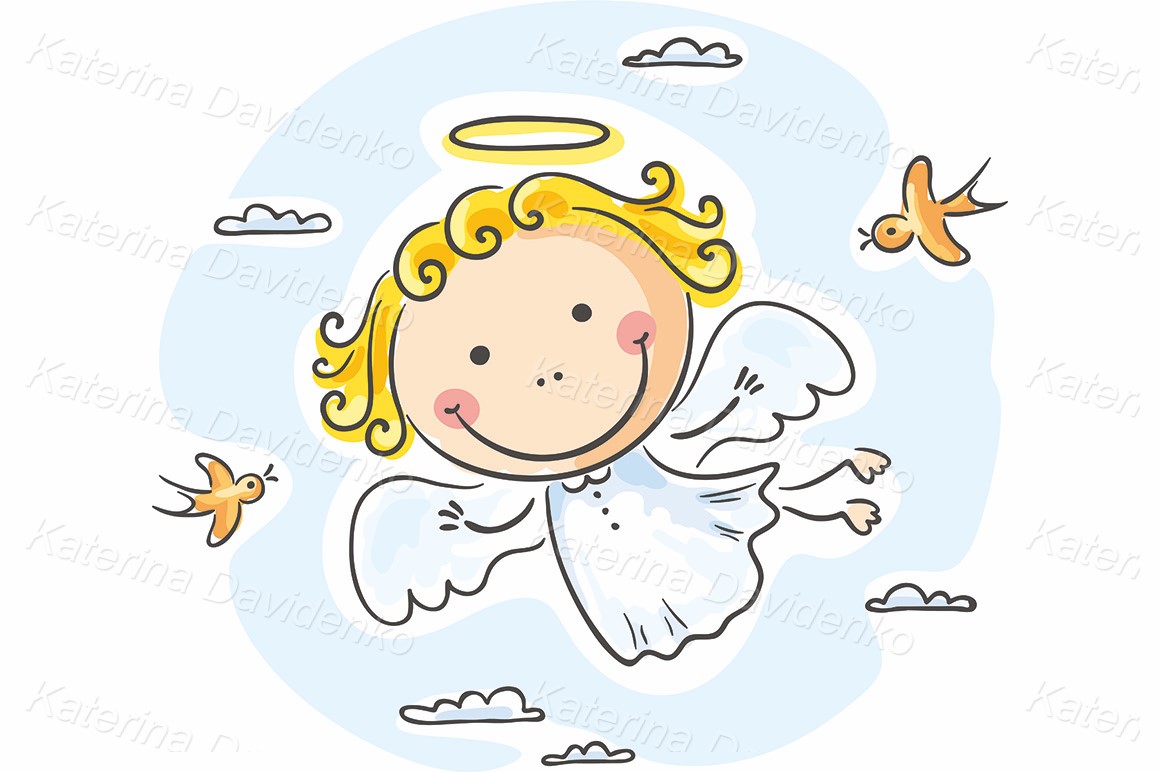 Cartoon angel flying