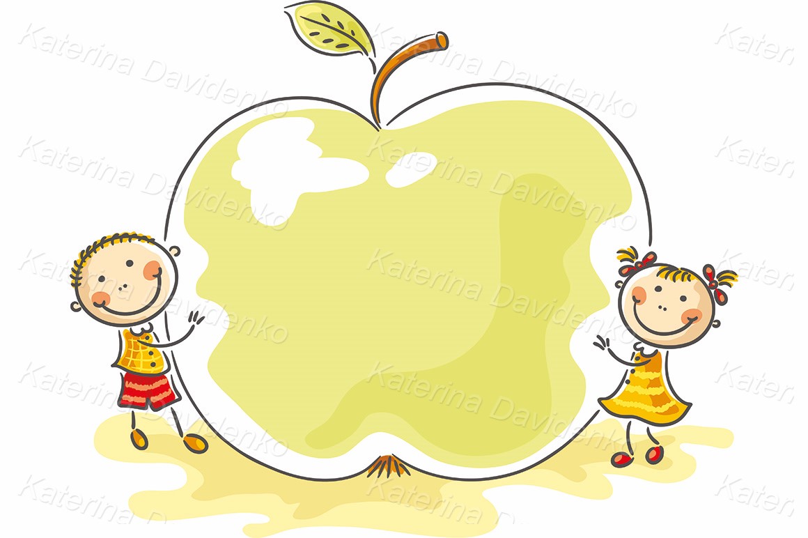 Little kids with a giant apple