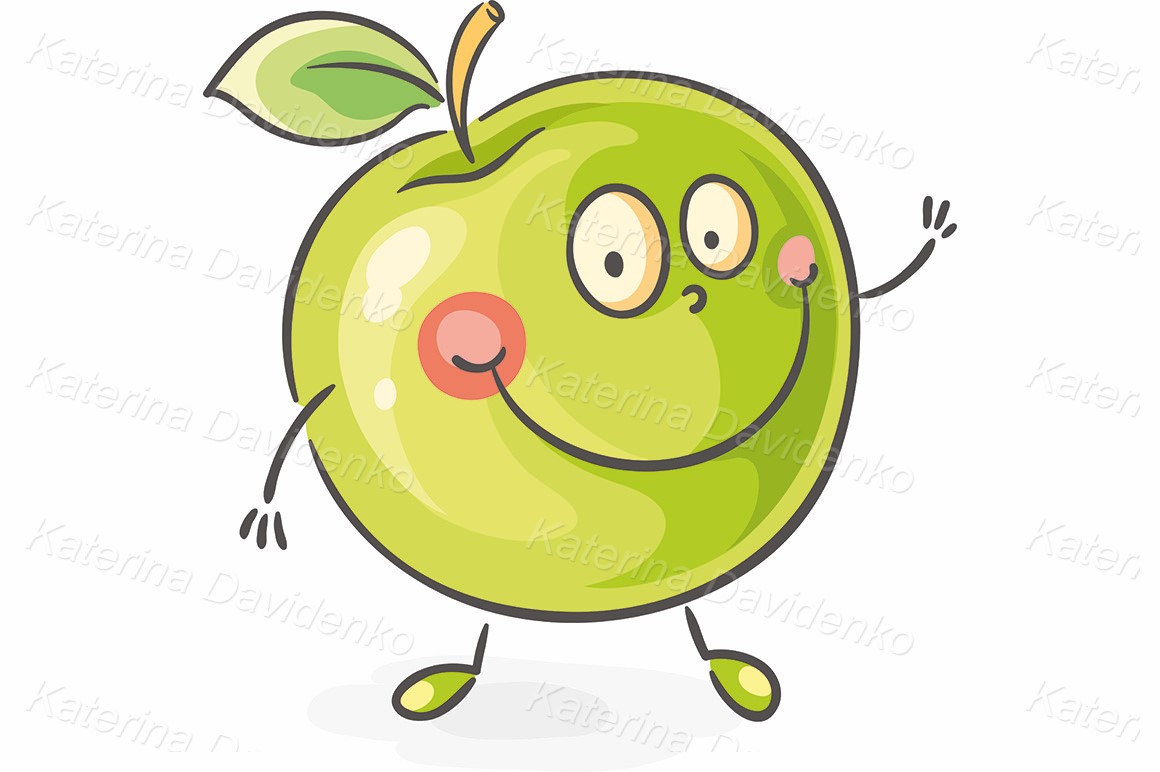 Smiling cartoon apple