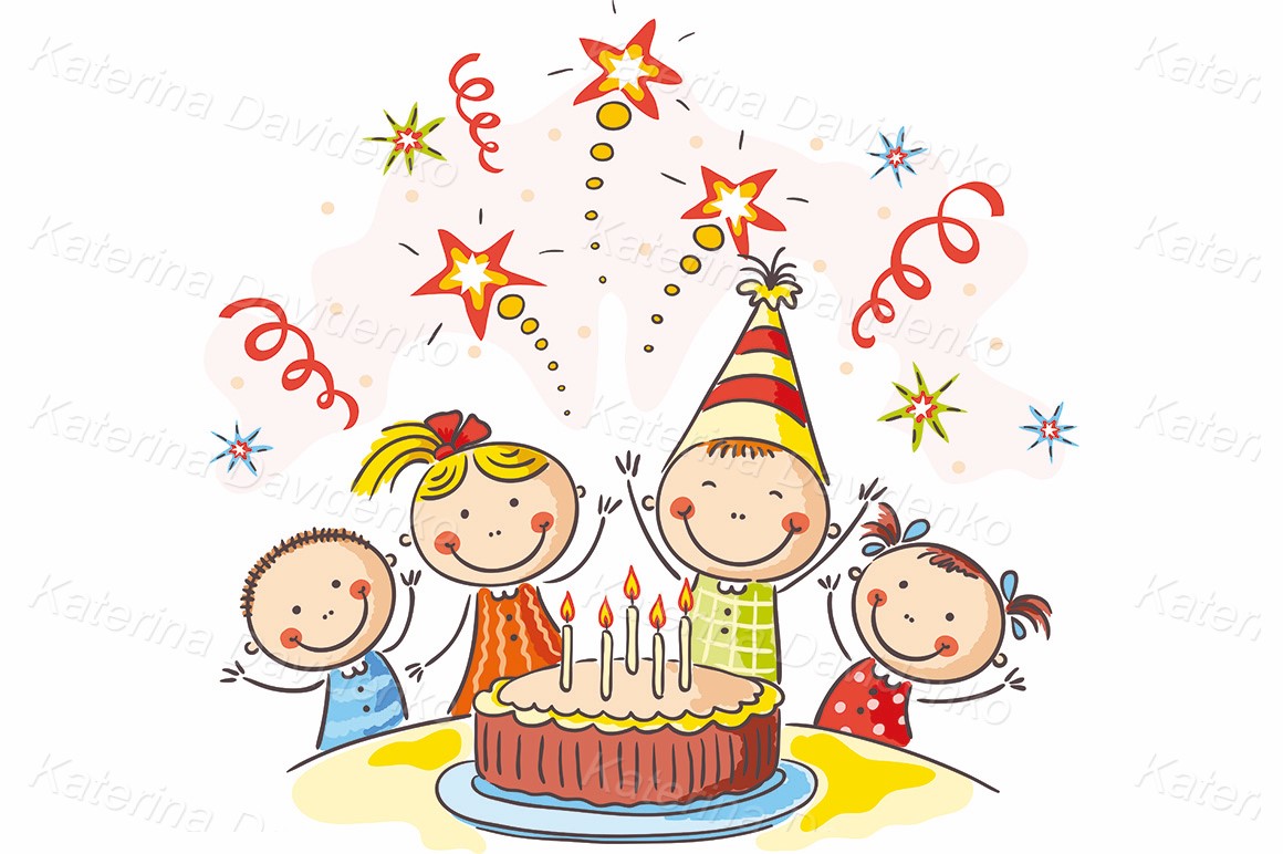 Kids birthday party. Clipart illustration