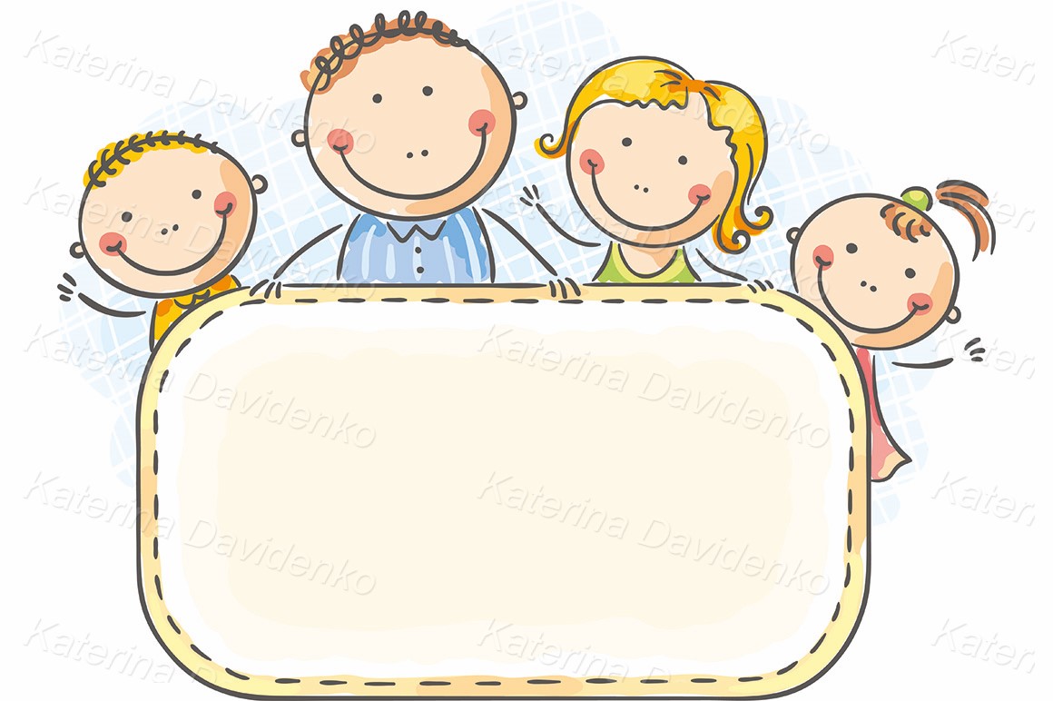 Family with two kids with a blank frame