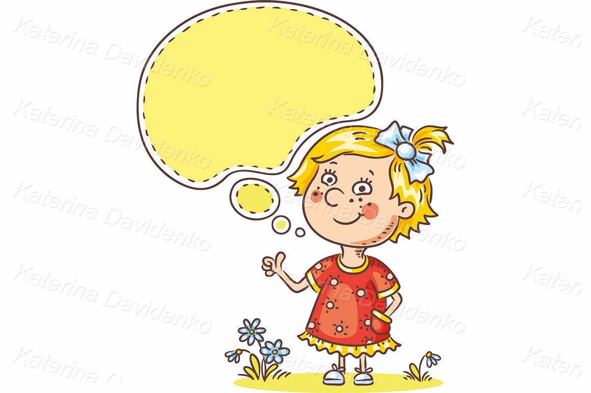 Little girl with a speech bubble