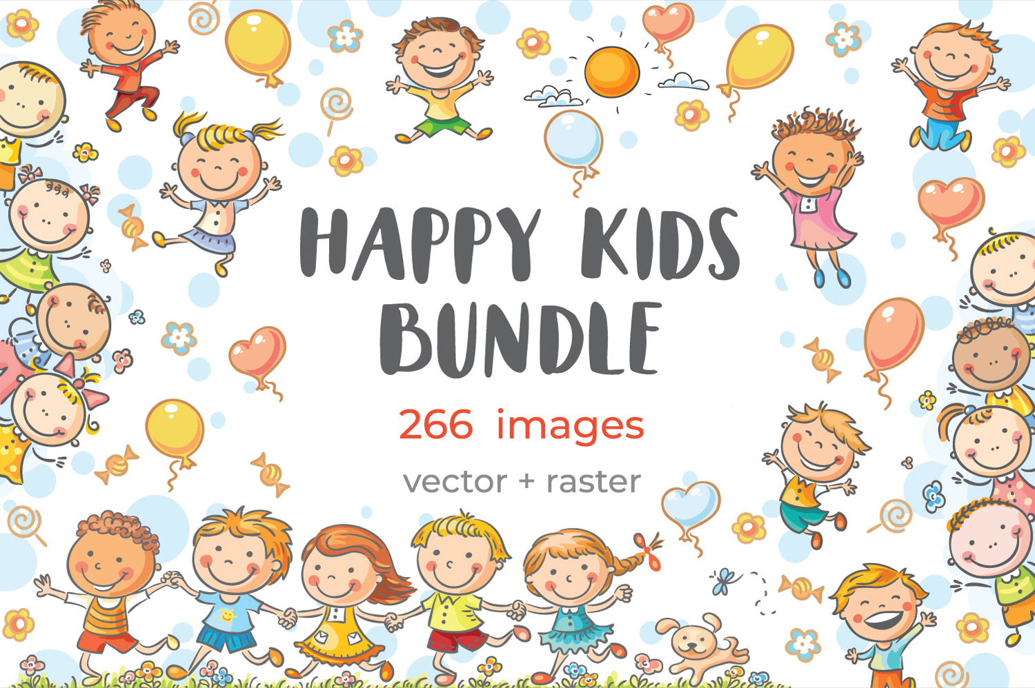 Happy cartoon kids bundle
