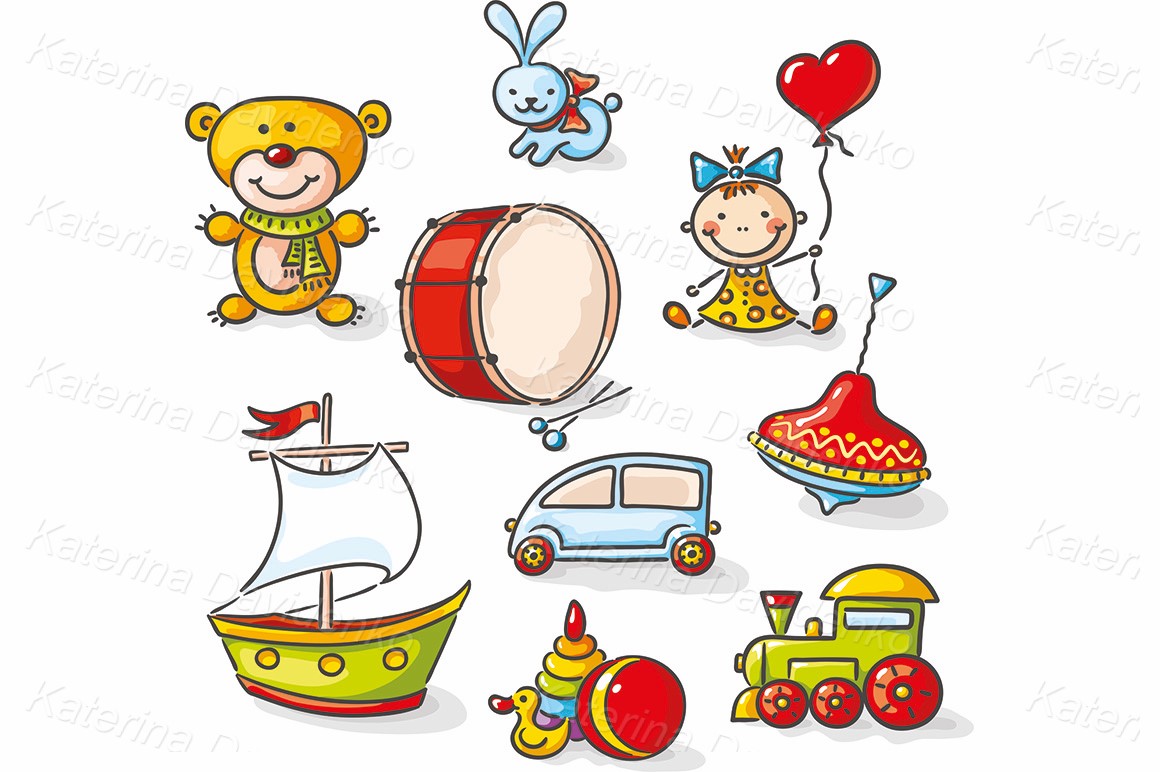 Set of toys clipart