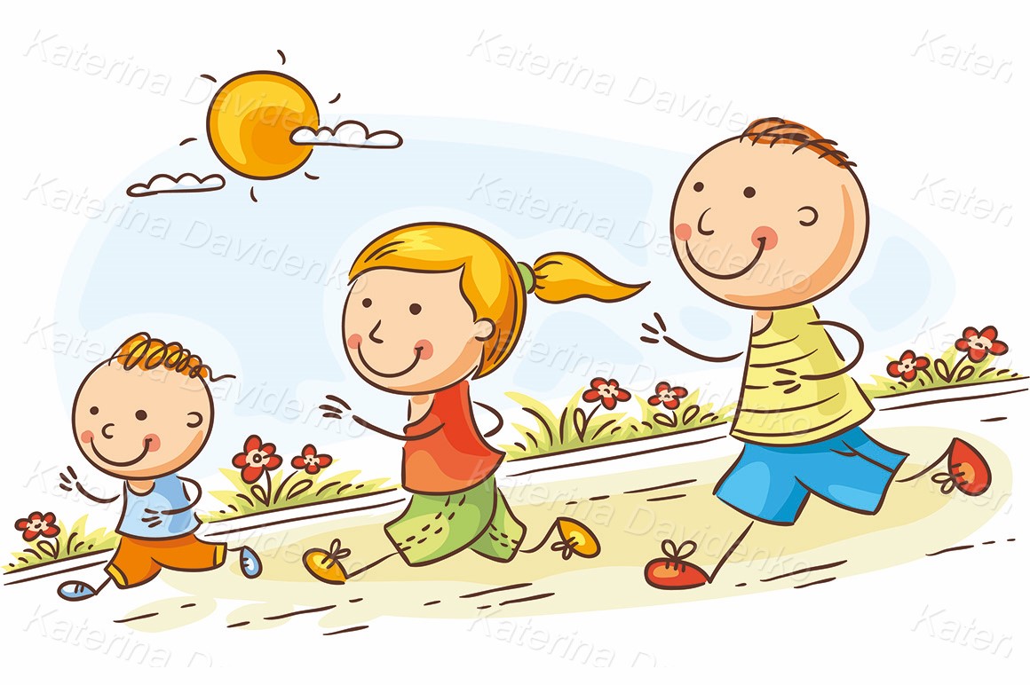 Cartoon family jogging together