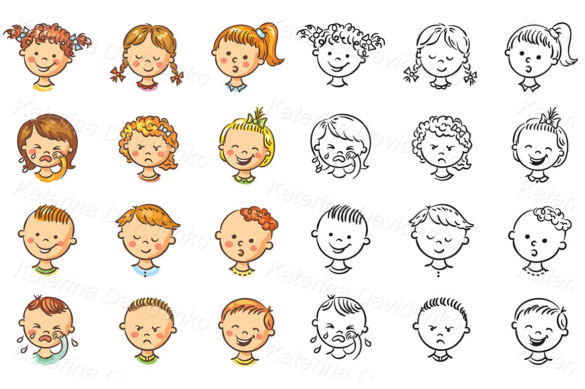 Emotions faces clipart