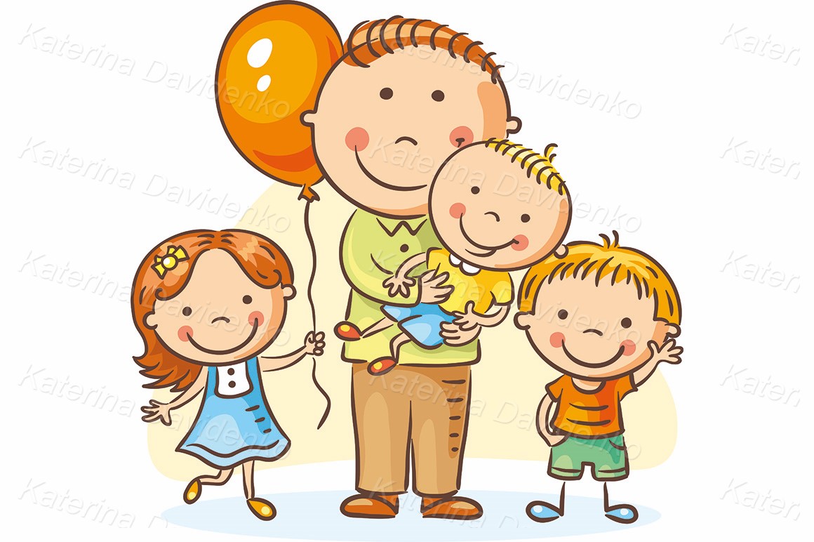 Father with children clipart