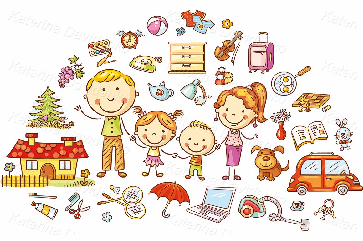 Family life clipart. Vector illustration for download