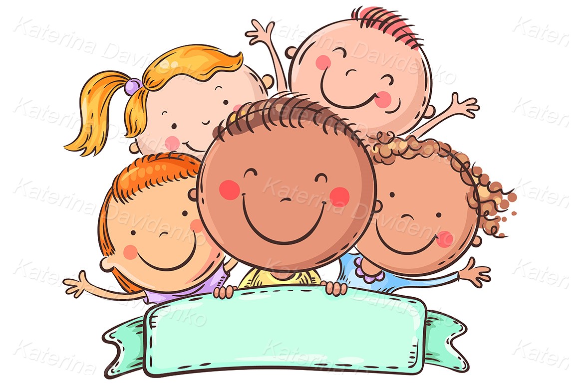 Kids with a copy space -  vector clipart
