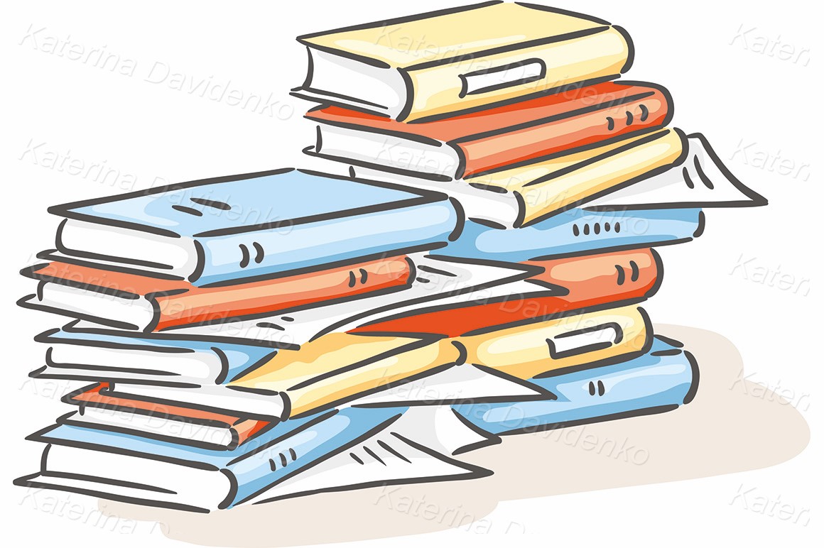 Pile of books, vector illustration clipart
