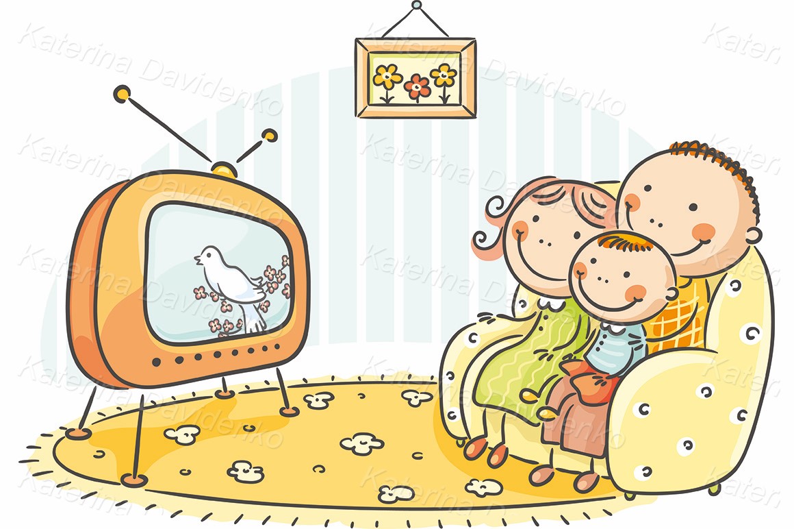 Family watching TV