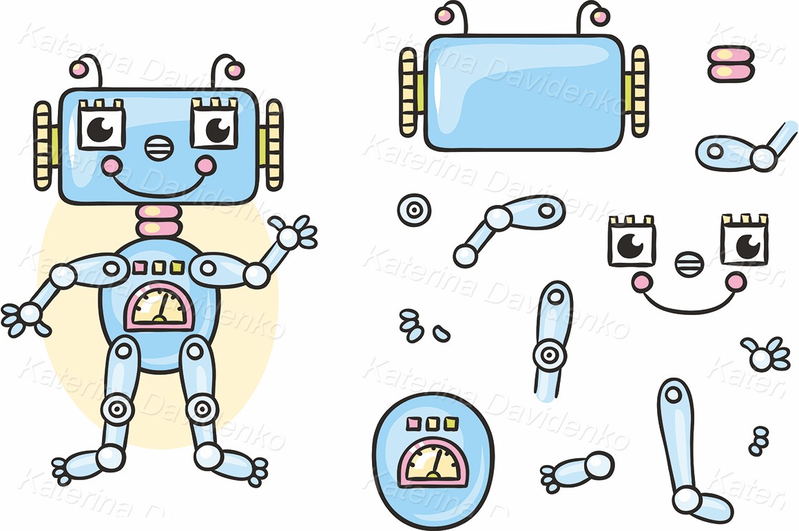 Illustration robot body parts clipart