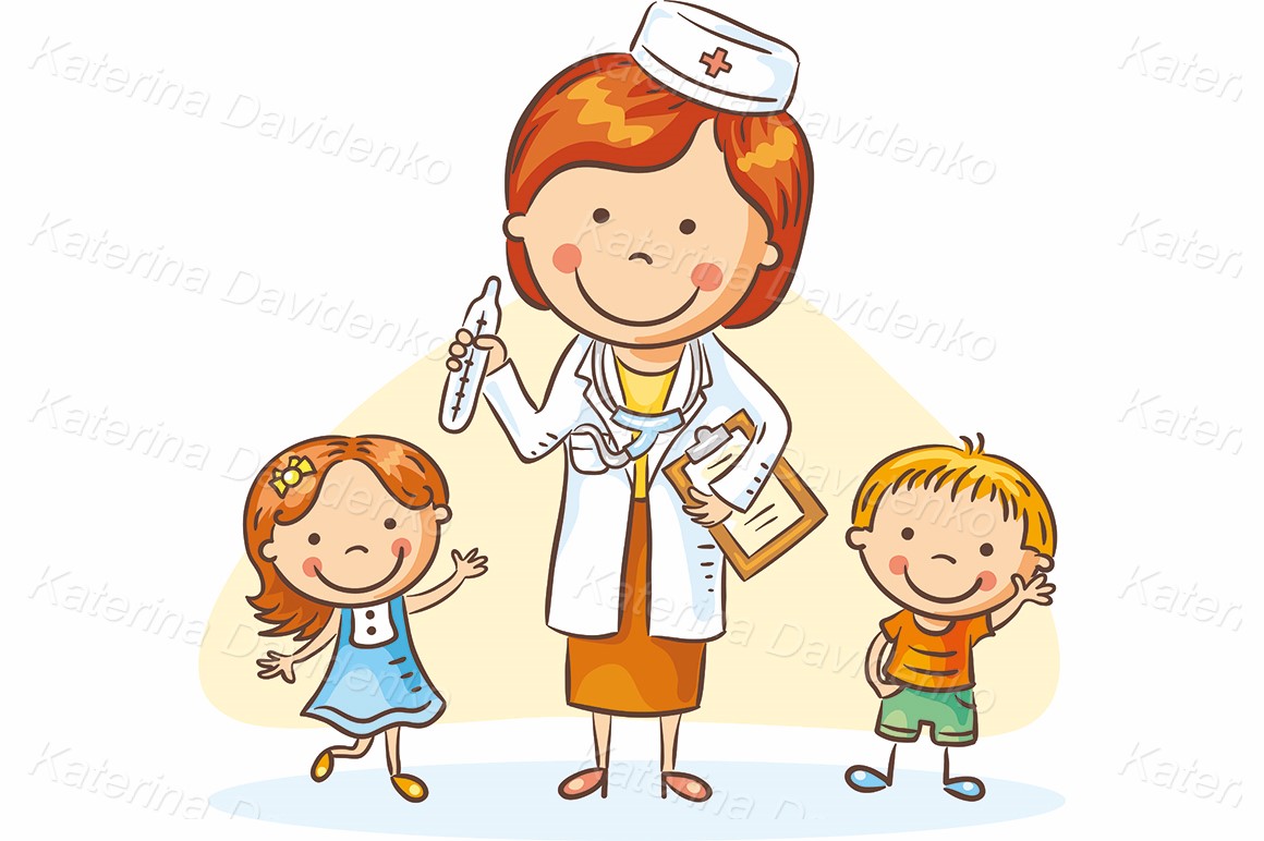 Healthcare clipart Cartoon doctor with children