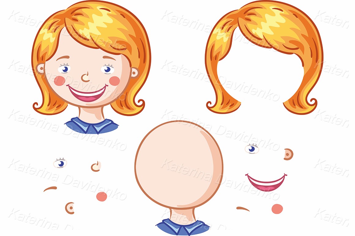Cartoon face parts for kids pdf svg download