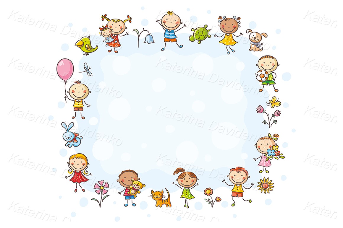 Picture frame with cartoon kids, svg pdf png eps ai dxf