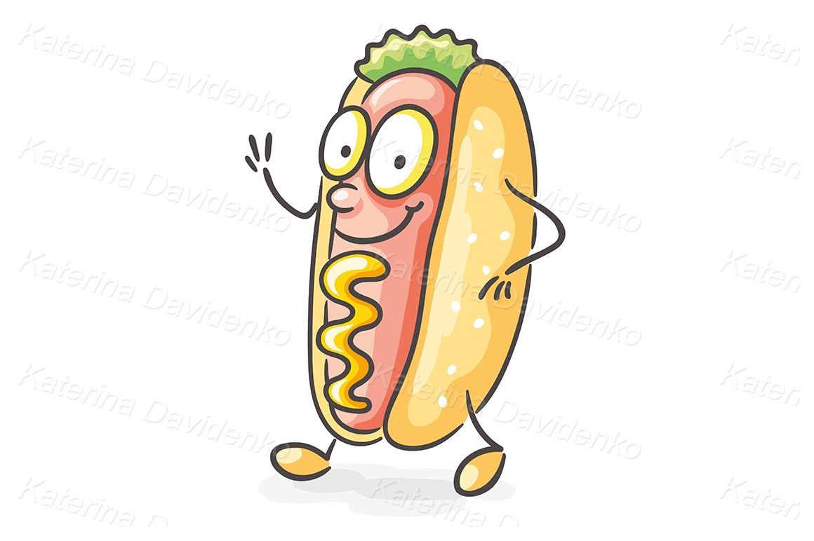 Fast food. Cartoon funnt hot dog clipart