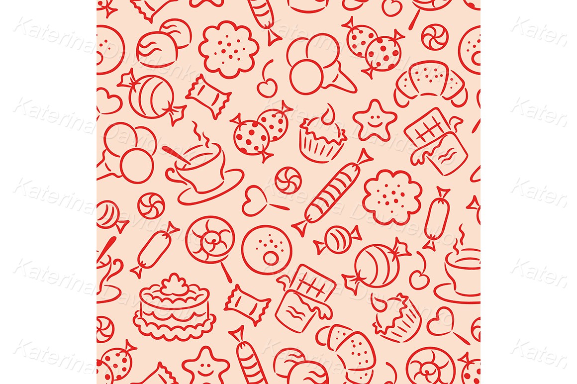 Seamless sweets pattern. Template design element clip art image svg illustration