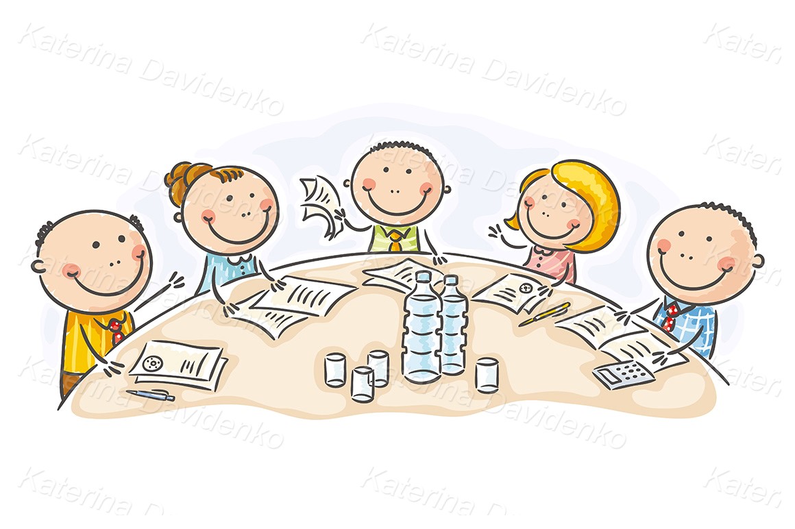 Stock clipart illustration. Cartoon meeting or conference round the table