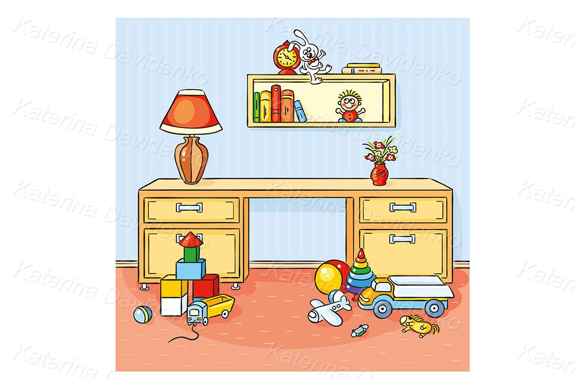 Cartoon children room image illustration