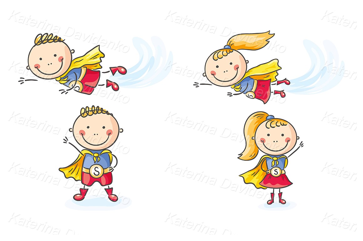 Vector childs drawing cartoon superhero costume image svg pdf stick figure  kid clipart