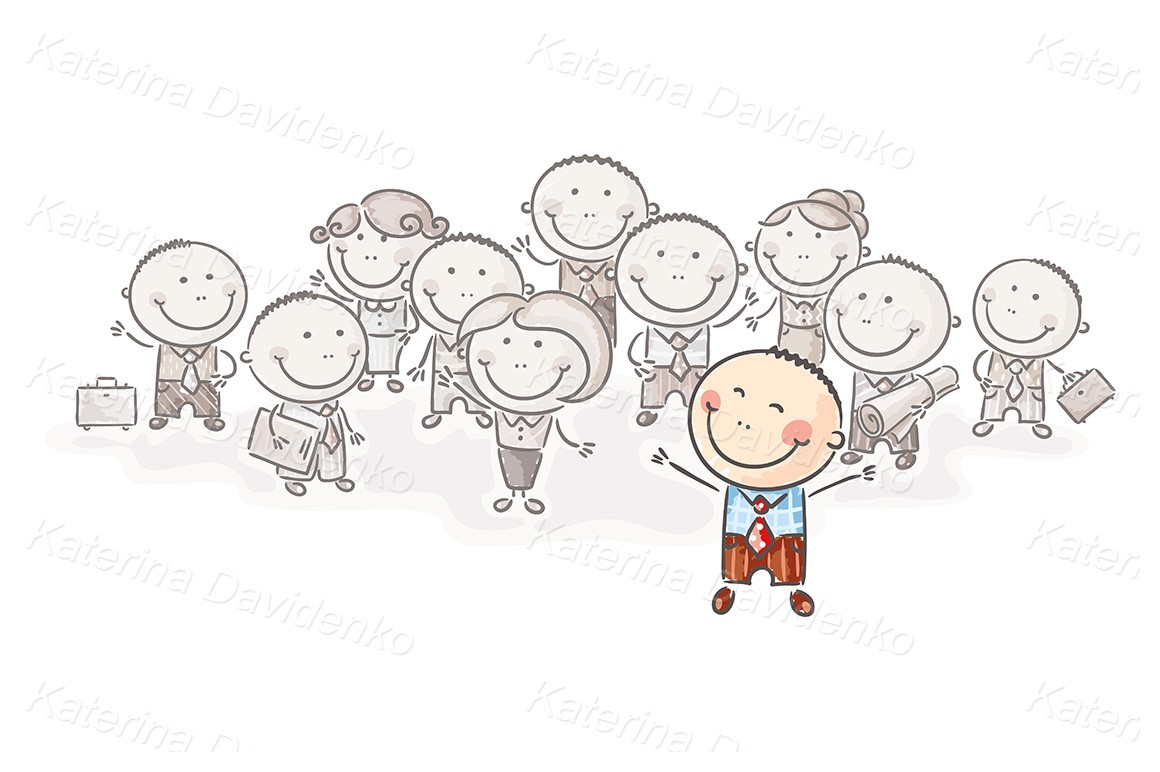 Stick people clipart. Standing out from the crowd