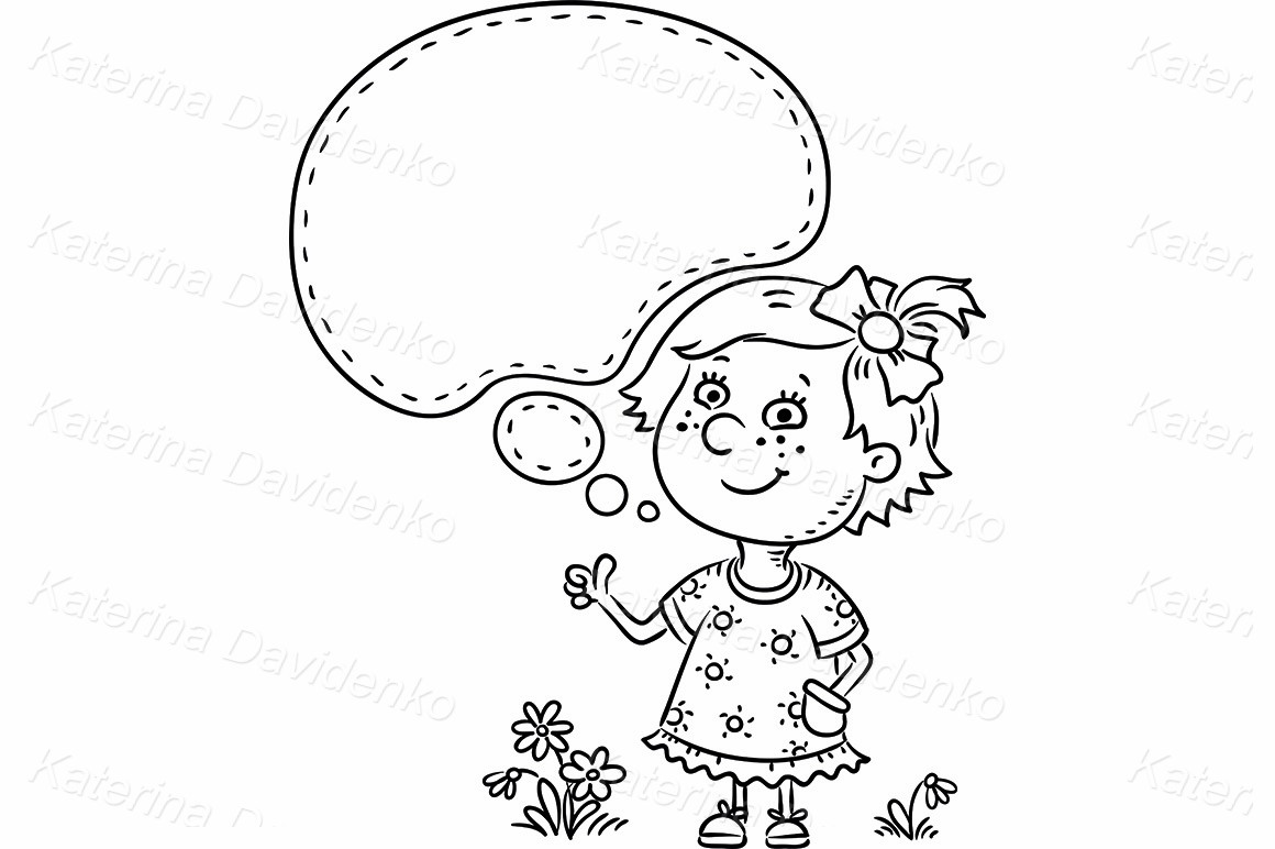 Little girl with a speech bubble