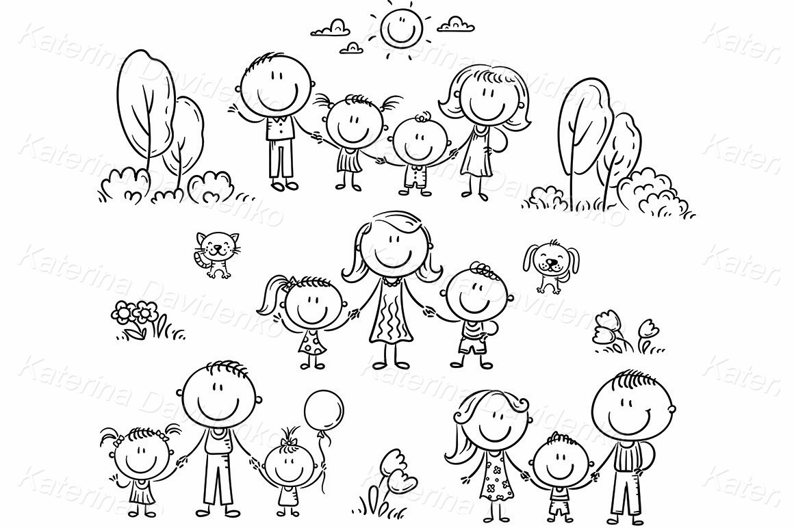 Happy families clipart set