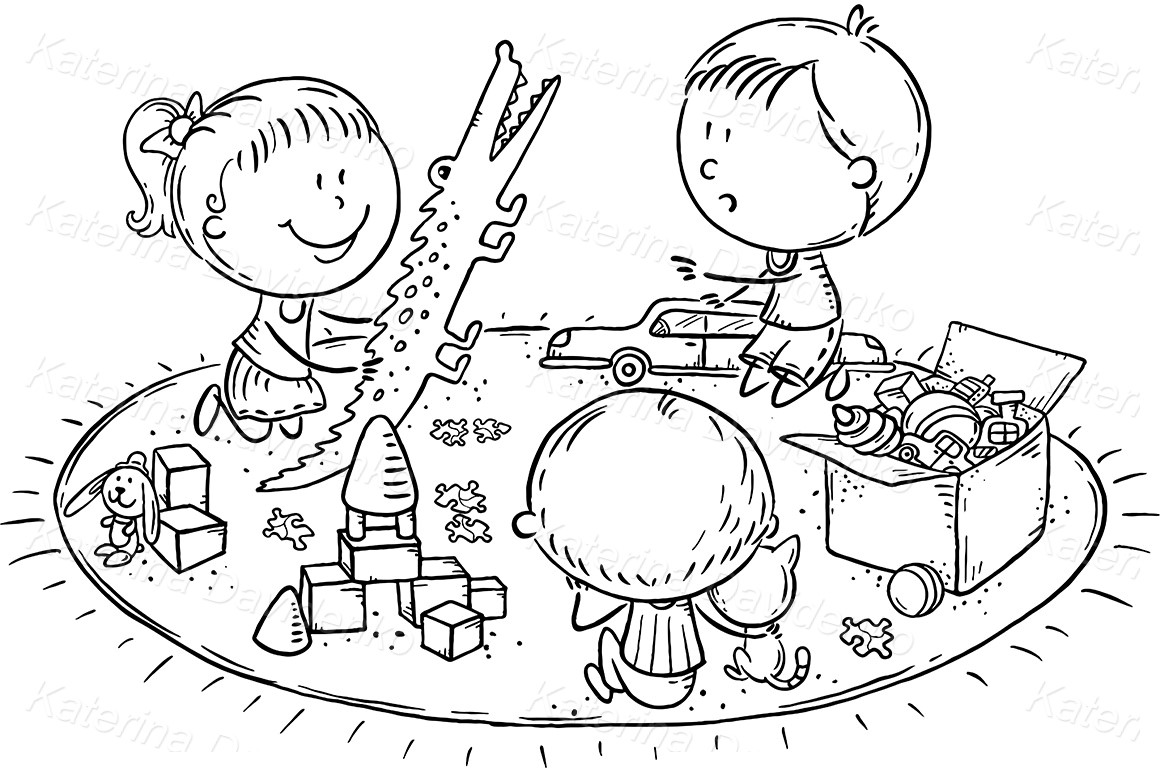 Kids playing clipart