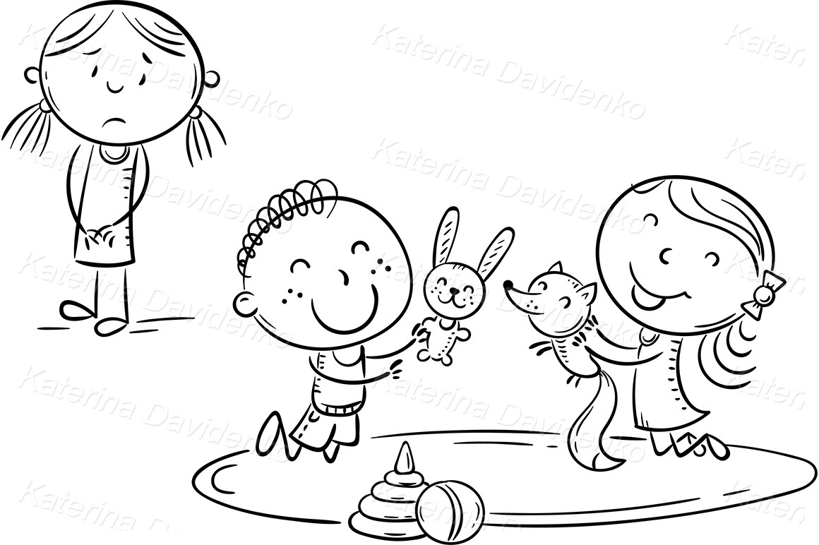 Preschoolers socialization problems - illustration clipart