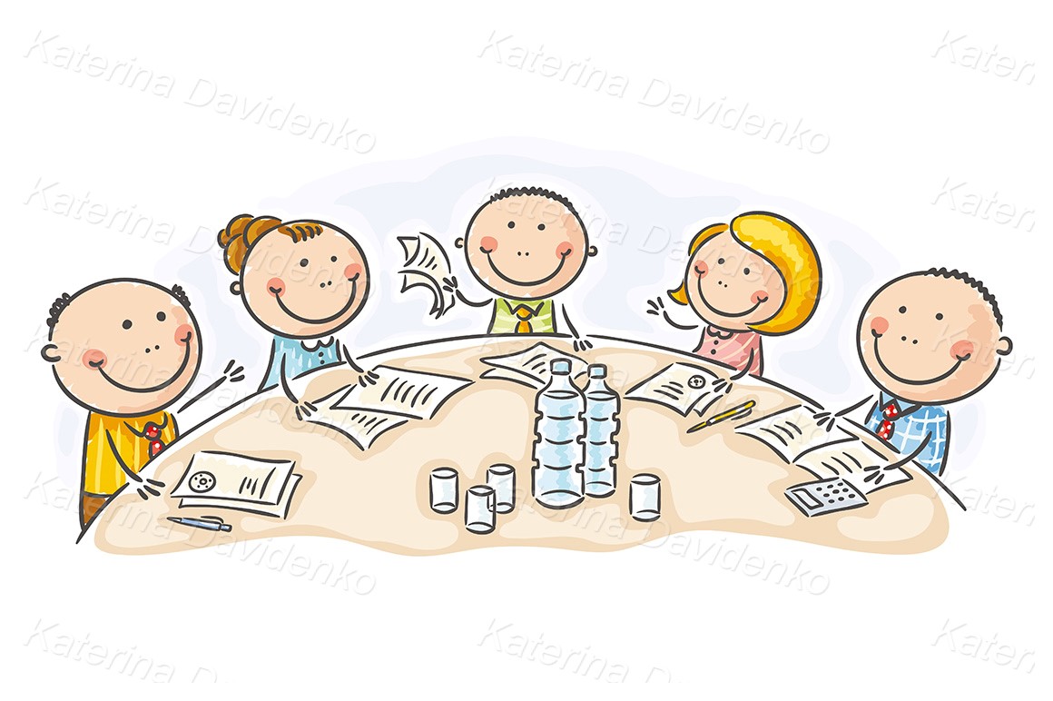 Stock Clipart Illustration Cartoon Meeting Or Conference Round The Table