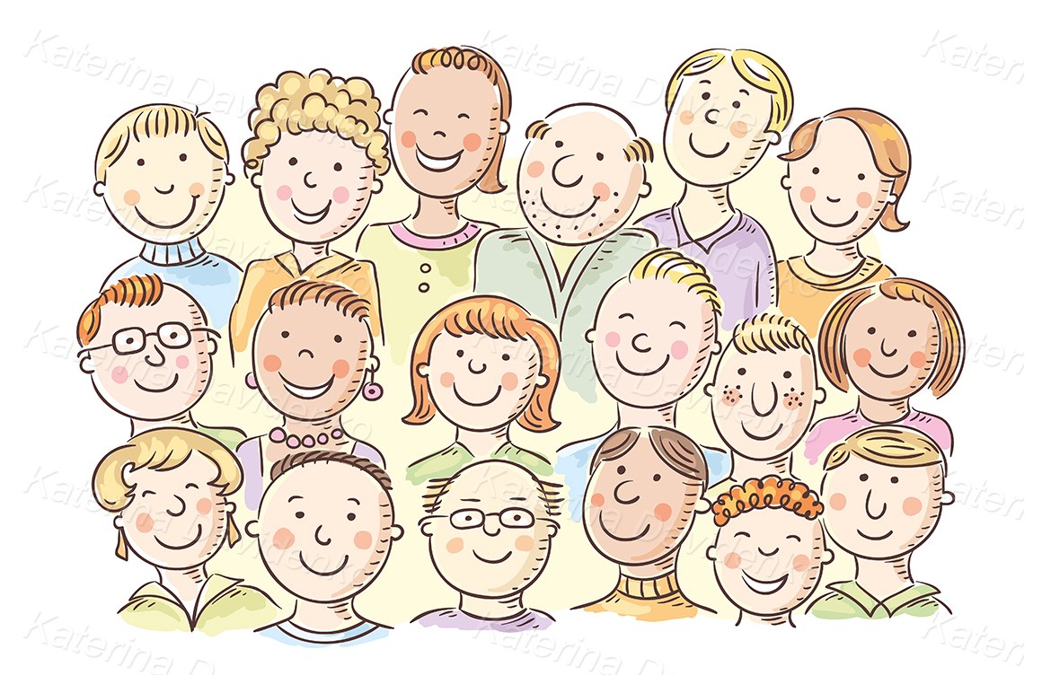 Crowd of people. Hand drawn cartoon vector illustration